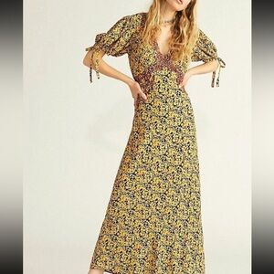 Free People Retro Modly in Love Embroidered Maxi Dress Size XL